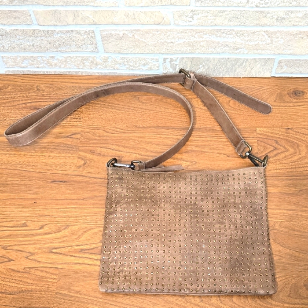 PLATANIA LEATHER STUDDED BAG MADE IN ITALY Crossbody Shoulder